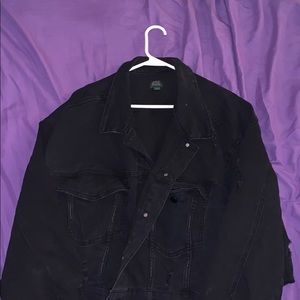 Black distressed denim jacket